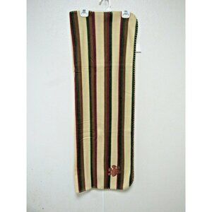 Pet Medium Brown Paw Pet Cat Dog Fleece Soft 29x39 Blanket Earth Tone Stripped